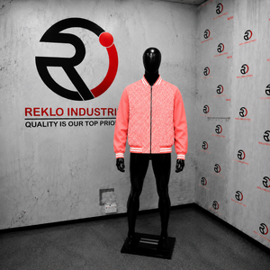 Veste rose élégante pour homme avec fermeture éclair, motif lettres, style décontracté, coupe classique, usage quotidien, moderne - Product Image 3