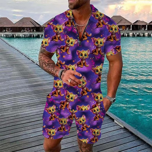 Conjunto de Camiseta Polo y Pantalones Cortos con Estampado Digital 3D de Animales Marinos, Cómodo y Transpirable, Éxito de Ventas del Verano 2026 - Product Image 4