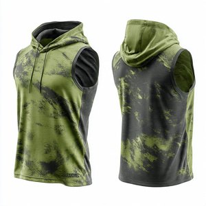 Camisetas sin mangas con capucha para culturismo, sublimadas, para entrenamiento, fitness, para hombre, ajustadas, para gimnasio, camisetas con capucha sublimadas - Product Image 3