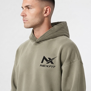 Sweat-shirt à capuche surdimensionné pour homme Nexfit Athletics, en molleton de coton premium, poche kangourou, logo personnalisé, 320g, respirant - Product Image 6