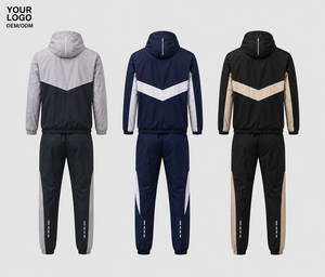 ชุดวอร์มกันลมผู้ชาย X Sports City ผ้าไนลอนและโพลีเอสเตอร์ ดีไซน์สีตัดต่อ สไตล์สปอร์ต สำหรับฤดูใบไม้ร่วง ปิดซิป แห้งเร็ว - Product Image 3