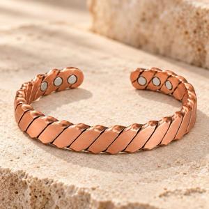 Pulsera de Cobre Antiguo Hecha a Mano HASAN CRAFT, Brazalete Abierto con Textura Martillada, Ajustable, Ecológico, Recuerdo de Boda - Product Image 1