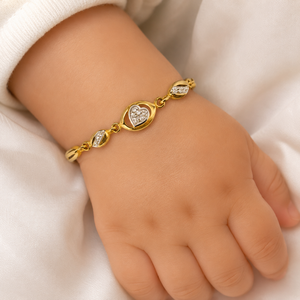 Bracelet chaîne en or 18 carats avec breloque œil porte-bonheur et zircone cubique, finition polie, bijou minimaliste tendance pour femme, idéal au quotidien et pour les soirées - Product Image 1