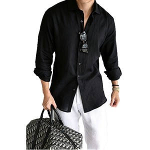 Chemises pour hommes 100% lin, haute qualité, polyvalentes, à manches longues, décontractées pour l'été, respirantes et anti-rides, taille XL - Product Image 1