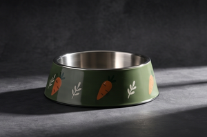 Gamelle en émail mignonne en forme de carotte pour animaux de compagnie, base antidérapante, vert olive, en métal, pour chien et chat, gamelle d'eau et de nourriture, fournitures en gros - Product Image 4