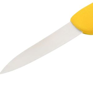 Couteaux à éplucher de cuisine à manche jaune avec lame pointue argentée et poignée incurvée pour l'épluchage des fruits et la préparation des légumes - Product Image 2