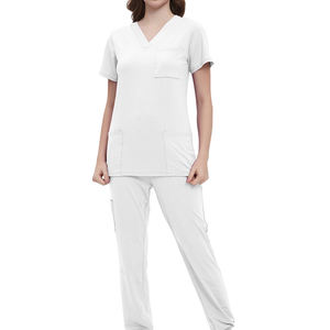 Uniformes Quirúrgicos para Mujer, Conjunto de Uniformes Médicos Verde Oscuro, Uniforme de Enfermera, Blusa + Pantalón - Product Image 3