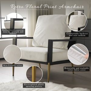 Poltrona Moderna Chic Bianca Imbottita con Gambe in Metallo Dorato, Struttura in Legno di Gomma, Schienale Basso e Braccioli Larghi per Uso Commerciale - Product Image 5
