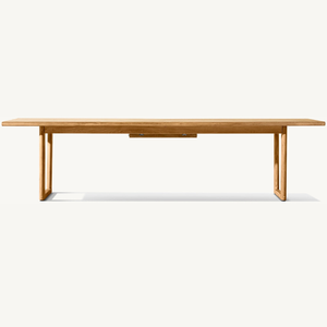 Muebles de mesa de madera de teca con forma rectangular para uso en exteriores, duraderos y de buena calidad. - Product Image 1