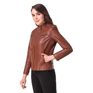 2026 New Arrival Fashion Leather Jacket for Women Lady Jacket Slim Fit Pure Color Thin Suit Large <b>Standing</b> Collar Leather Jacket - Product Image 1