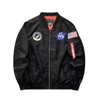 Chaquetas de Moda Flight Negras, Chaqueta de Algodón para Hombre, Nuevo Estilo, Chaqueta Bomber Holgada de Nailon