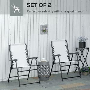 Set di 2 Sedie Pieghevoli da Esterno Bianco Crema, Portatili con Braccioli per Patio, Piscina, Spiaggia, Pesca, Sedia da Pesca Resistente - Product Image 4
