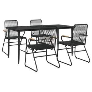 Set da pranzo in Rattan in PVC nero da 5 pezzi - Product Image 3