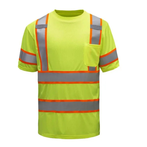 High Visibility Safety T-Shirt <b>Yellow</b> Polyester Reflective Stripes Short Sleeve Wind-proof O-Neck Work Apparel for Men's - Product Image 4