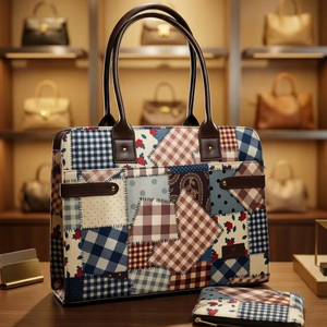 Handmade <b>Patchwork</b> Jacquard Laptop <b>Bag</b> with Matching Zip Pouch - Product Image 1