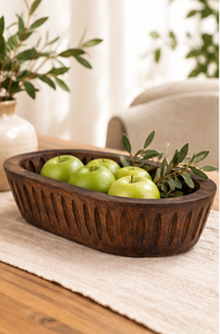 Cuenco Decorativo de Madera de Mango, Cuenco Largo de Madera, Centro de Mesa Rústico, Decoración para el Hogar, Cuenco para Servir Frutas, Cuenco de Madera Hecho a Mano - Product Image 2