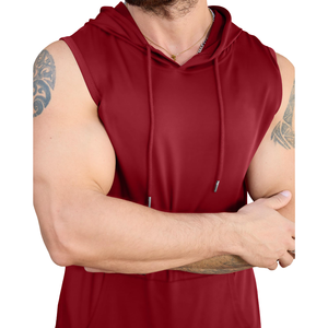 Camisetas con capucha sin mangas de algodón mezclado para hombre, personalizadas con logo, para entrenamiento, culturismo, ajuste largo, básicas, para gimnasio. - Product Image 5