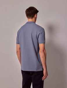เสื้อโปโลแขนสั้นสีฟ้าอ่อนสำหรับผู้ชาย ผ้าฝ้ายปิเก้ ระบายอากาศได้ดี สวมใส่สบาย สีพื้น ทรงปกติ รับผลิตแบบ OEM ODM ตามสั่ง - Product Image 2