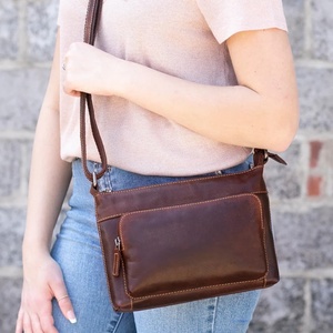High Quality Full Grain Leather Crossbody Chest <b>Bag</b> Handmade Brown <b>Sling</b> <b>Bag</b> for Women with Classic Buckle Design - Product Image 5