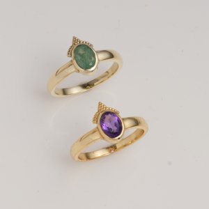 Brass Amethyst 5x7mm Oval Faceted Bezel Set Fixed Size Minimal Halo Glam <b>Statement</b> <b>Ring</b> Handmade Jewelry - Product Image 2