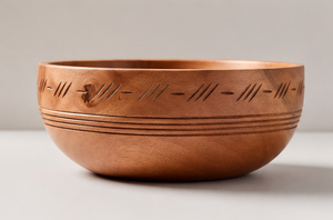 Bol de service en bois éco-responsable fait main, sculpté, style bohème rustique, pour salade, fruits, dîner, vaisselle de cuisine pour la maison et les fêtes - Product Image 4