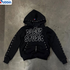 Ensemble de survêtement tendance avec logo personnalisé imprimé, coupe décontractée, orné de strass, pour un usage quotidien, comprenant un sweat à capuche et un pantalon de survêtement brillants. - Product Image 3