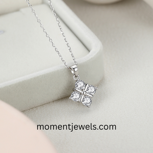 Silver Color Rhodium Plated Moissanite Pendant Necklace with Trendy Link Chain Round Stone Cross Design Jewelry for Women Gift - Product Image 4