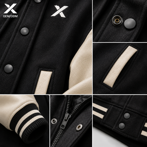 Veste universitaire à capuche pour homme X Sports City, en molleton de coton et polyester, couleur unie, boutonnée, coupe classique, vêtements décontractés d'automne, OEM - Product Image 5