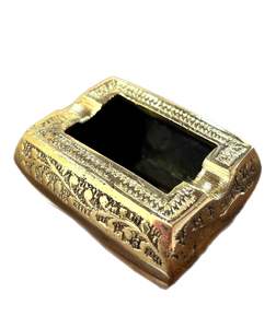 ที่เขี่ยบุหรี่ทองเหลืองโบราณทรงสี่เหลี่ยม ของตกแต่งวินเทจสำหรับวางบนโต๊ะ ของสะสม ของขวัญสำหรับผู้สูบบุหรี่ - Product Image 5