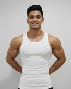 Men's Lightweight Solid Cotton Breathable <b>Knitted</b> <b>Tank</b> <b>Top</b> O-Neck Casual Style <b>Black</b> - Product Image 4