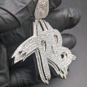 Hip Hop Personalize Letter Pendant With Money <b>Bag</b> <b>Charm</b> Moissanite 925 Silver Micro Pave Pendant Unisex Everyday Wear - Product Image 3