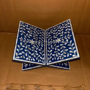 Support de Coran de style arabe de qualité supérieure, incrusté de nacre rose tendre, motif floral, fait main, pour la lecture de livres. - Product Image 2