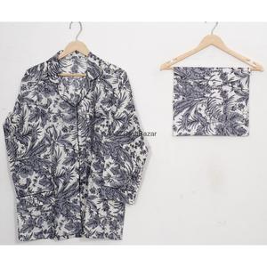 Wholesale Breathable Floral Print Long Pajama Set 100% Cotton Elastic Waist Sleepwear Long Sleeve Long <b>Pants</b> Set Loungewear - Product Image 3