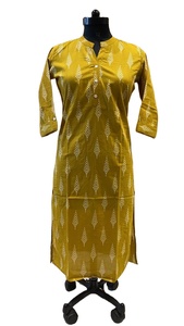 เสื้อแขนยาวพิมพ์ลายผ้าฝ้ายแท้ 100% ระบายอากาศได้ดี เสื้อคุर्ติทรงยาว สวมใส่ได้ทั้งในโอกาสทางการและที่ทำงาน ดีไซน์เรียบง่าย สำหรับฤดูใบไม้ผลิ/ฤดูร้อน - Product Image 2