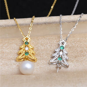 ถาดใส่เครื่องประดับไข่มุก DIY เงินแท้ S925 ลายต้นคริสต์มาส สำหรับสร้อยคอ 8-10 เส้น ถาดเปล่า 5601 จี้แฟชั่นสำหรับสร้อยคอ - Product Image 1