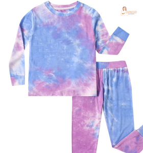 Girls Tie <b>Dye</b> Pajamas Set Long Sleeve Soft Cotton Sleepwear Spring Pattern Print Kids Loungewear - Product Image 6
