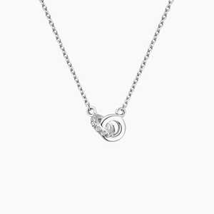 Collier de luxe pour femme en or blanc massif 14 carats avec diamant de laboratoire de 0,09 ct certifié IGI, plaqué rhodium, entrelacé, solide et élégant - Product Image 1