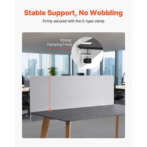 Divisorio per Scrivania da Ufficio Moderno 60x24 Pollici, Pannello Privacy a Morsetto per Postazioni di Lavoro e Cubicoli in PET - Product Image 3