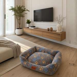 Cuccia per Cani Yommy con Design a Impronta di Zampa e Cuore, Tessuto Morbido in Flanella, Base Antiscivolo, 3 Misure S (42x55 Cm) M, Categoria Prodotto: Tappetini e Cuscini per Animali Domestici - Product Image 4