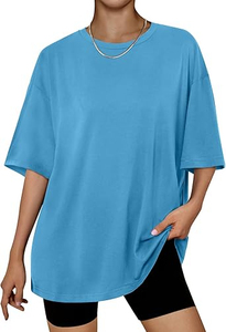 T-shirt long oversize pas cher pour femme, grandes tailles, hauts d'entraînement, t-shirts vierges pour femme, t-shirt long oversize pas cher - Product Image 1