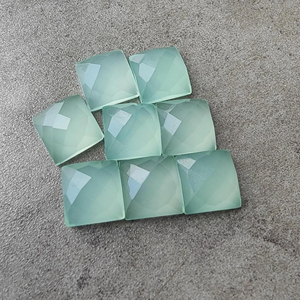 Natural Aqua Chalcedony Checker Cut Square Flat Back Gemstone, Calibrated Wholesale Jewelry Making - Product Image 2
