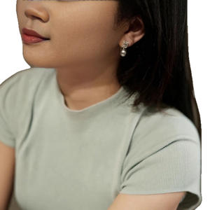 Boucles d'oreilles pendantes en argent S925 Tête de taureau pour femmes Tempérament classique Perles d'eau douce naturelles roses brillantes Boucles d'oreilles transparentes - Product Image 5