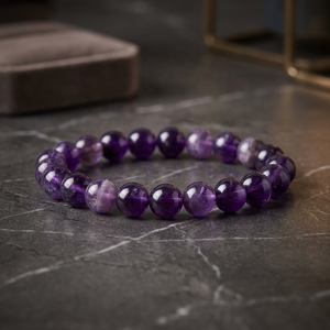 Bracelets en améthyste naturelle faits à la main, perles rondes, unisexe, inspiration tendances de la mode, vente en gros - Product Image 2