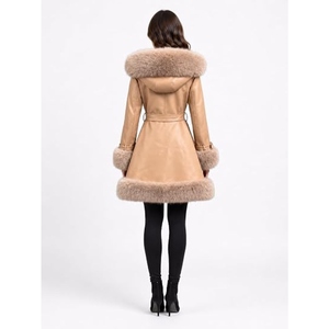 Abrigo Largo de Piel Sintética Premium para Mujer, con Cinturón, Abrigo de Invierno, Ropa Exterior Elegante y de Lujo, Fabricante Mayorista OEM Personalizado - Product Image 4