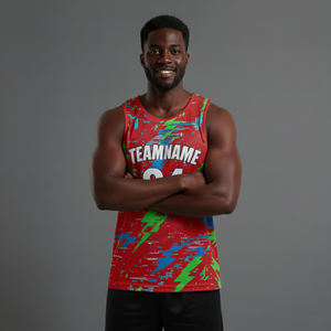 Vente en gros de maillots de basket-ball unisexes de haute qualité, 100% polyester, imprimés par sublimation personnalisée, respirants, col en V, anti-transpiration - Product Image 5
