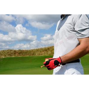 Gant de golf rouge-noir pour gaucher en cuir véritable Cabretta Logo personnalisable pour le sport Main droite et Main gauche - Product Image 3