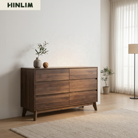 Aparador de Madera de Estilo Moderno de Mediados de Siglo, Mueble de Almacenamiento con 6 Cajones para Dormitorio o Sala de Estar