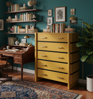 Commode moderne à 5 tiroirs en bois de manguier, éco-responsable, pour chambre à coucher, fabrication artisanale, vente en gros, export, directement de l'usine, OEM ODM, qualité supérieure, pour intérieur