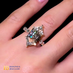 Luxury Marquise Cut Lab Grown Diamond Engagement <b>Ring</b> <b>Silver</b> Gold Hidden Halo <b>Solitaire</b> <b>Ring</b> Wedding Promise <b>Ring</b> for Women - Product Image 1