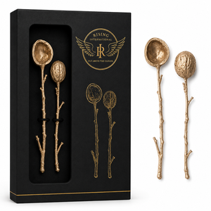 Cuchara de Café Dorada con Asa de Estilo Botánico, en Caja de Regalo de Lujo, de Latón Premium, Resistente al Calor y Apta para Lavavajillas, Cuchara para Postre - Product Image 3
